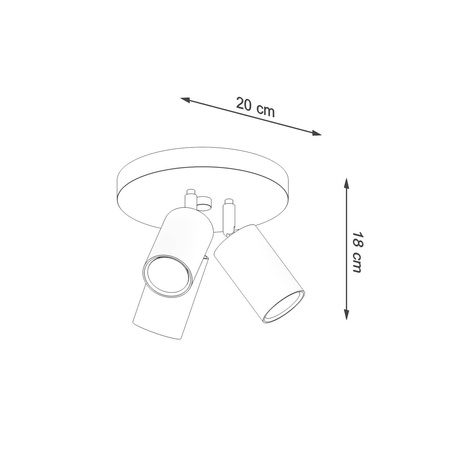 Ceiling lamp RING 3P white + 3x LED Bulb GU-10 3000K Warm White 7W 620lm