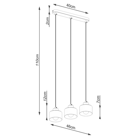 Hanging lamp SAVAR 3 black + 3x LED Bulb E27 3000K Warm 7.5W 620lm