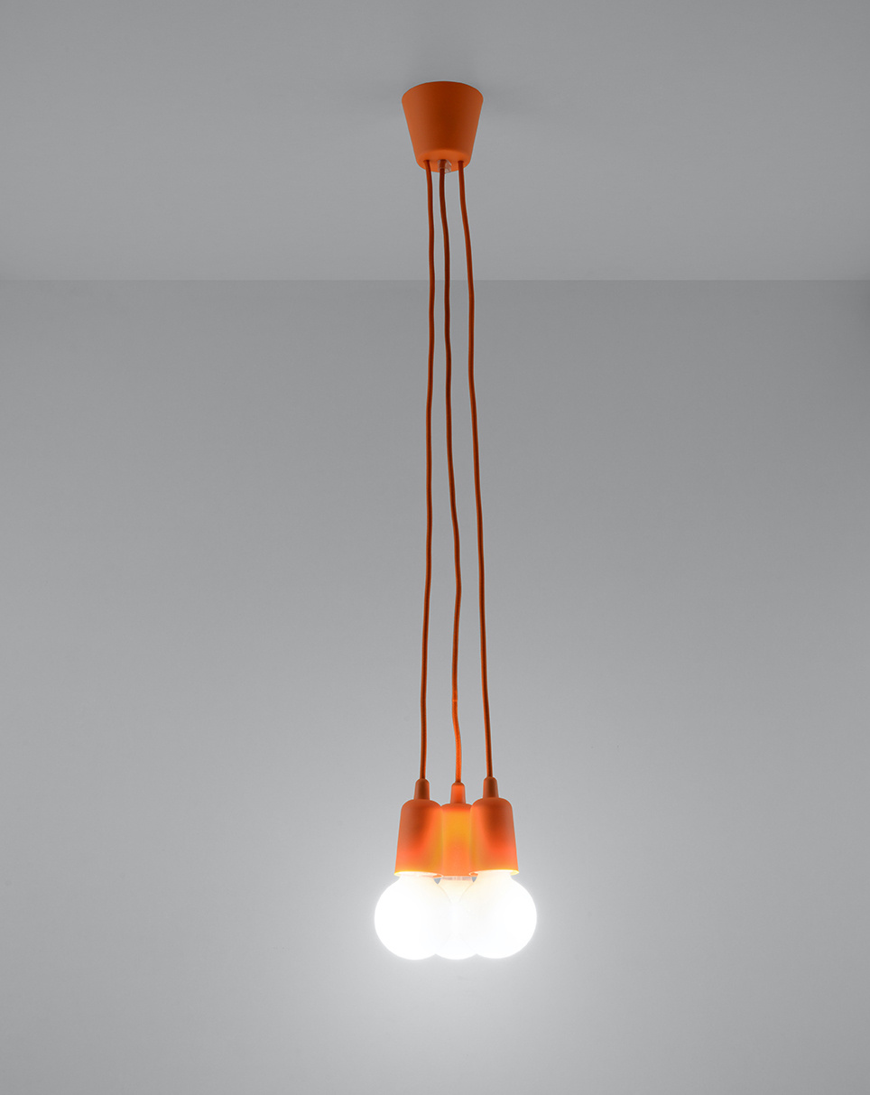 Ceiling pendant DIEGO 3 orange + 3x LED Bulb E27 4000K Cool White 7.5W 650lm