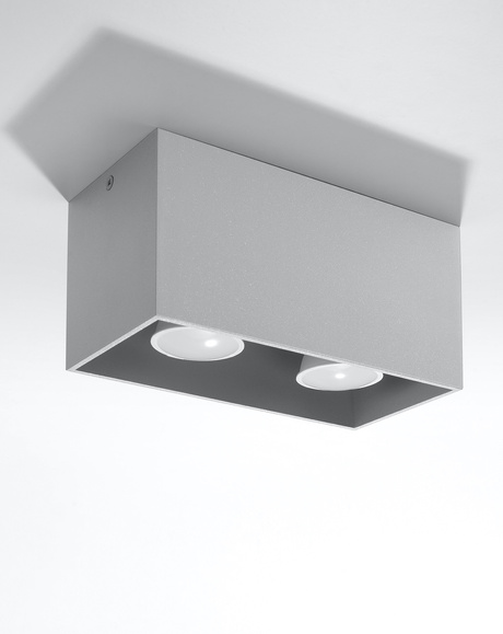 Ceiling lamp QUAD MAXI gray + 2x LED Bulb GU-10 4000K Cool White 7W 630lm
