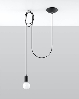 Ceiling pendant lamp EDISON 1 LONG black + 1x LED Bulb E27 4000K Cold 7.5W 650lm