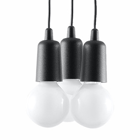 Ceiling lamp DIEGO 3 black + 3x LED Bulb E27 3000K Warm 7.5W 620lm