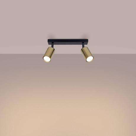 Ceiling lamp WINX 2 black/gold + 2x LED Bulb GU-10 4000K Cool White 7W 530lm