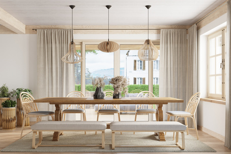 Hanging lamp ELZA natural wood + 1x LED Bulb E27 3000K Warm 7.5W 620lm