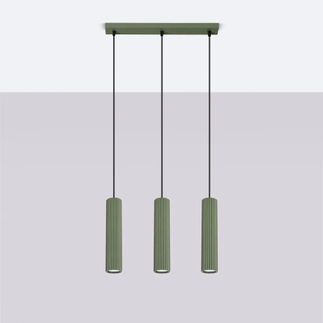 Pendant lamp KARBON 3L olive green
