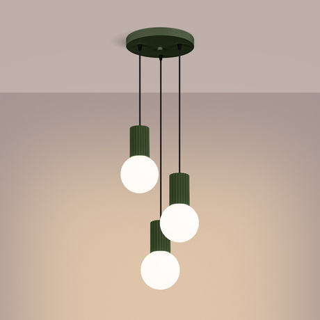 Pendant lamp HALO 3P olive green