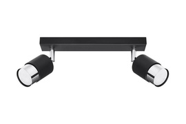 Ceiling lamp NERO 2 black/chrome + 2x LED bulb GU-10 4000K Cool White 7W 630lm