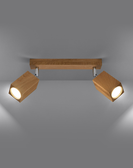 Ceiling lamp KEKE 2 oak + 2x LED Bulb GU-10 4000K Cool White 7W 630lm