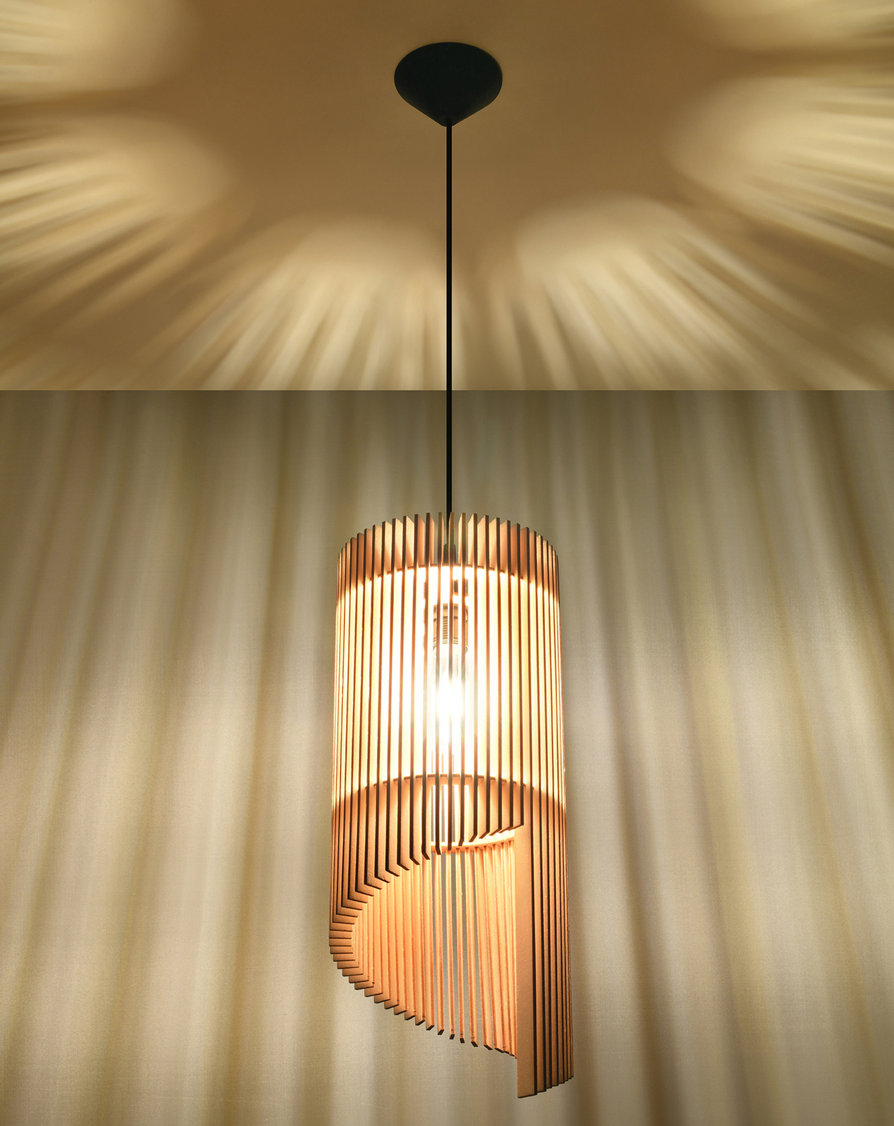 Hanging lamp ALEXIA natural wood + 1x LED Bulb E27 3000K Warm 7.5W 620lm