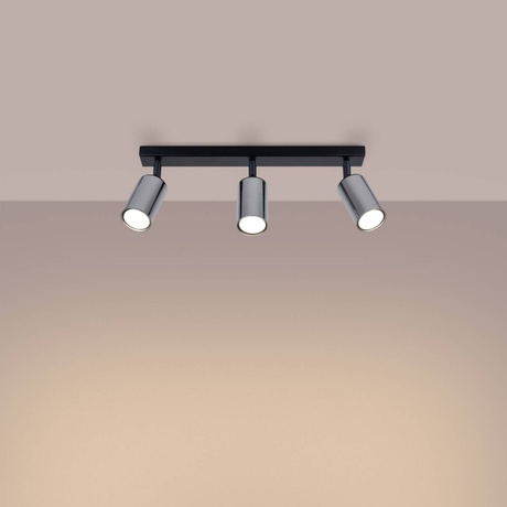 Ceiling lamp WINX 3 black/chrome + 3x LED Bulb GU-10 4000K Cool White 7W 530lm