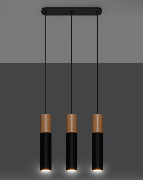 Ceiling Light PABLO 3 black + 3x LED Bulb GU-10 4000K Cool White 7W 630lm