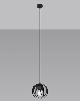 Ceiling pendant lamp TULOS 1 black + 1x LED Bulb E27 3000K Warm 7.5W 620lm.
