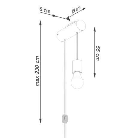 Wall lamp NIMBI E27 with a switch
