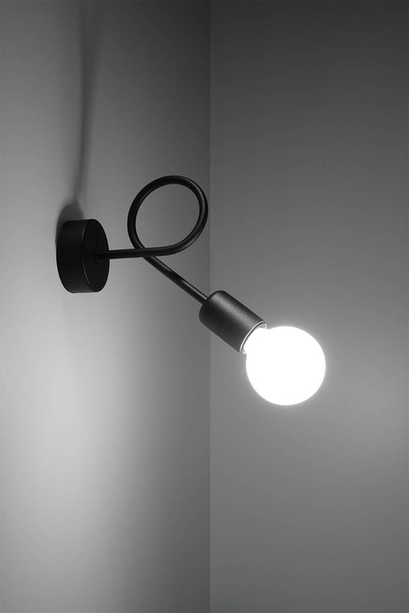 Wall lamp SUPEŁ black + 1x LED Bulb E27 4000K Cool White 7.5W 650lm