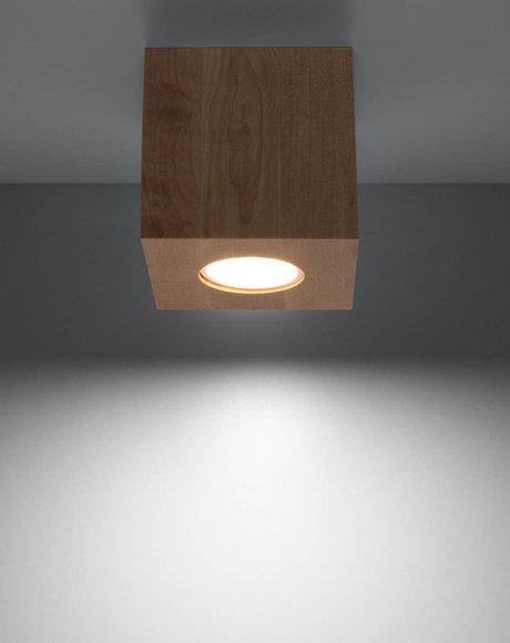 Ceiling light QUAD natural wood + 1x LED bulb GU-10 4000K Cool White 7W 630lm