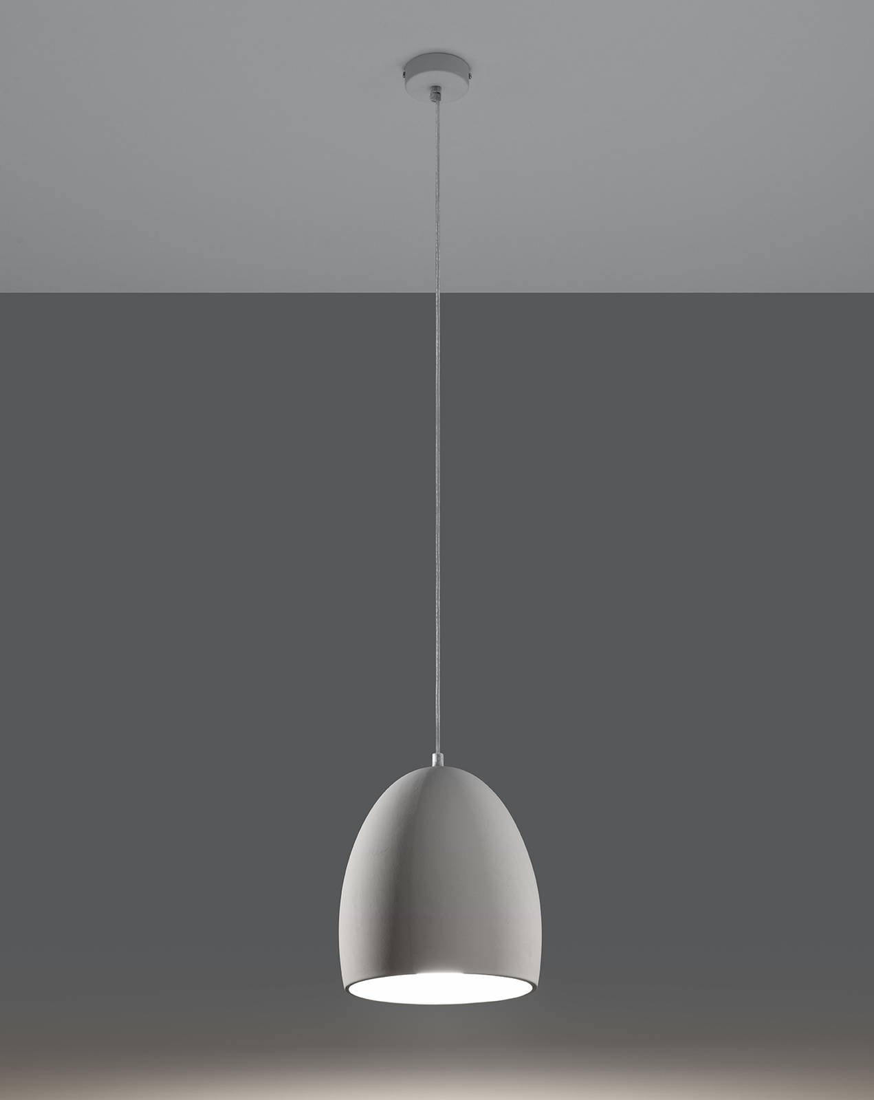 Hanging ceramic lamp FLAWIUSZ white + 1x LED Bulb E27 3000K Warm 7.5W 620lm