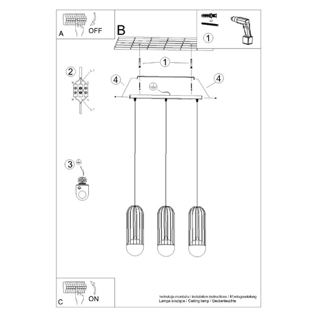Ceiling pendant BRINA 3L white + 3x LED Bulb G9 3000K Warm 4.5W 450lm