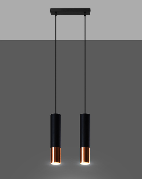 Ceiling Pendant Lamp LOOPEZ 2 black/copper + 2x LED Bulb GU-10 3000K Warm White 7W 620lm