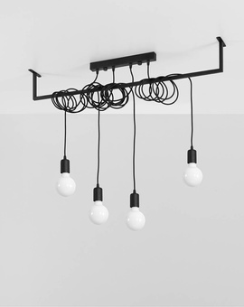 Chandelier SALAMANCA 4 black + 4x LED Bulb E27 3000K Warm 7.5W 620lm