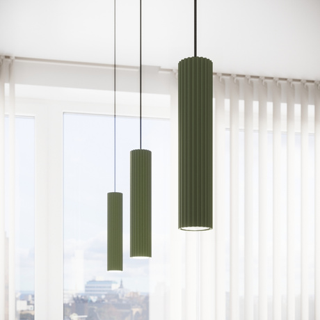 Pendant lamp KARBON 3L olive green