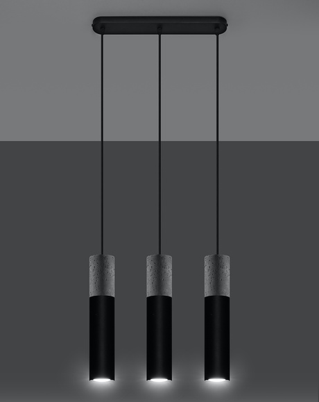 Hanging lamp BORGIO 3 black + 3x LED bulb GU-10 4000K Cool White 7W 630lm