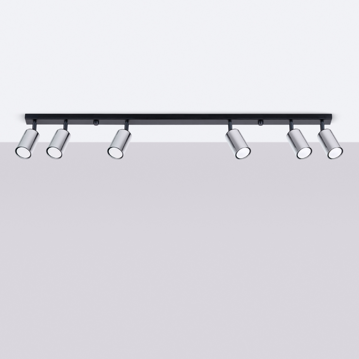 Ceiling Lamp WINX 6L black/chrome + 6x LED Bulb GU-10 3000K Warm 7W 510lm