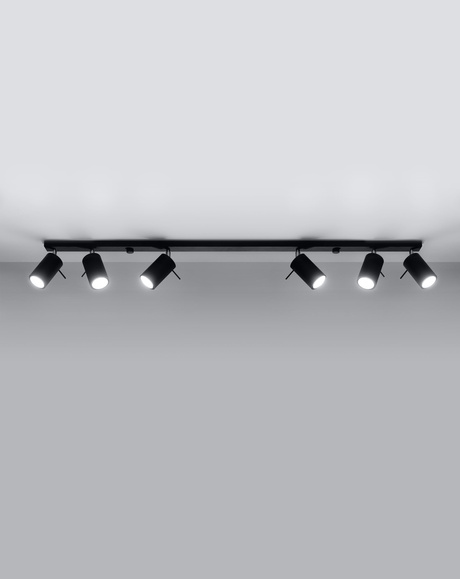 Ceiling lamp RING 6L black + 6x LED Bulb GU-10 4000K Cool White 7W 630lm