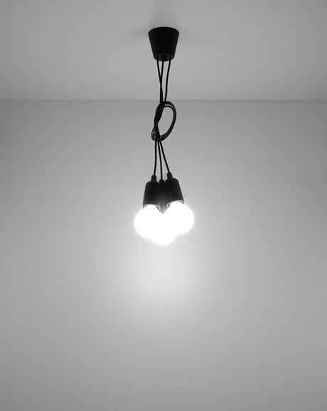 Hanging lamp DIEGO 3 black + 3x LED Bulb E27 4000K Cold White 7.5W 650lm