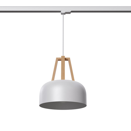 Pendant lamp CASCO white/natural wood E27