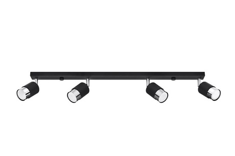 Ceiling lamp NERO 4 black/chrome + 4x LED Bulb GU-10 4000K Cool White 7W 630lm