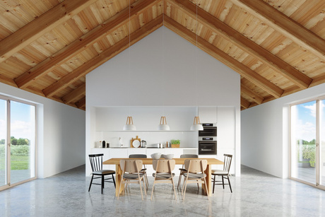 Pendant lamp CASCO white/natural wood + 1x LED bulb E27 4000K Cool White 7.5W 650lm