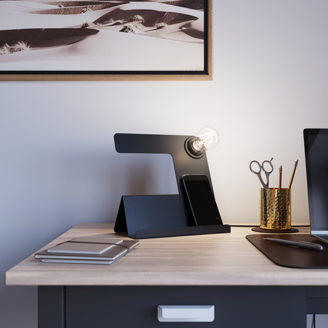 Desk lamp INCLINE black + 1x LED Bulb E27 3000K Warm 7,5W 620lm