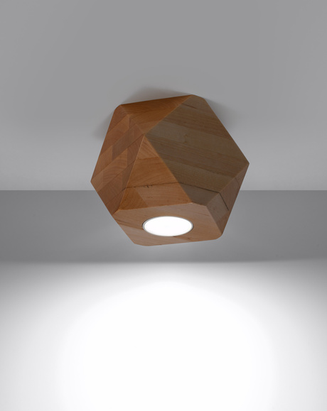 Ceiling lamp WOODY 1 natural wood + 1x LED GU-10 3000K Warm 7W 620lm bulb