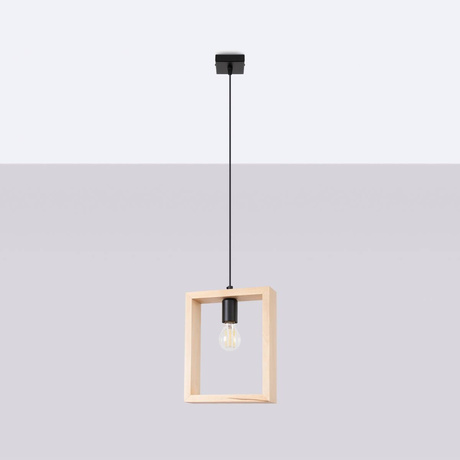 Pendant lamp ARIES natural wood + 1x LED Bulb E27 3000K Warm 7.5W 620lm