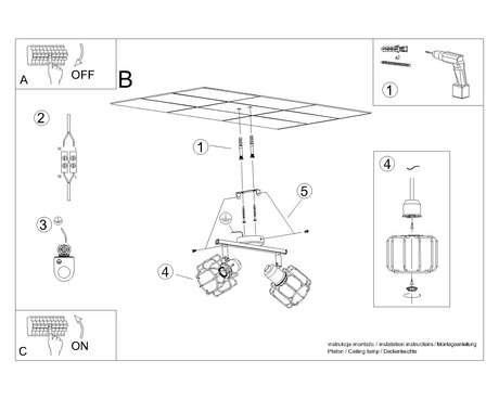 Ceiling lamp BELUCI 2 white + 2x LED Bulb E14 3000K Warm 7,5W 620lm