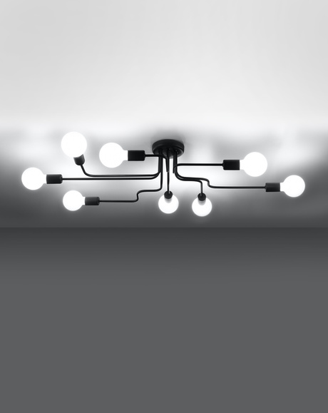 Chandelier VECTOR 8 black + 8x LED Bulb E27 4000K Cold 7.5W 650lm