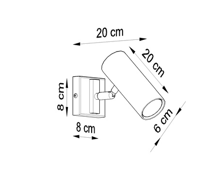 Wall lamp DIREZIONE in black + 1x LED Bulb GU-10 3000K Warm White 7W 620lm
