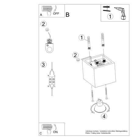 Ceiling lamp QUAD 1 gold