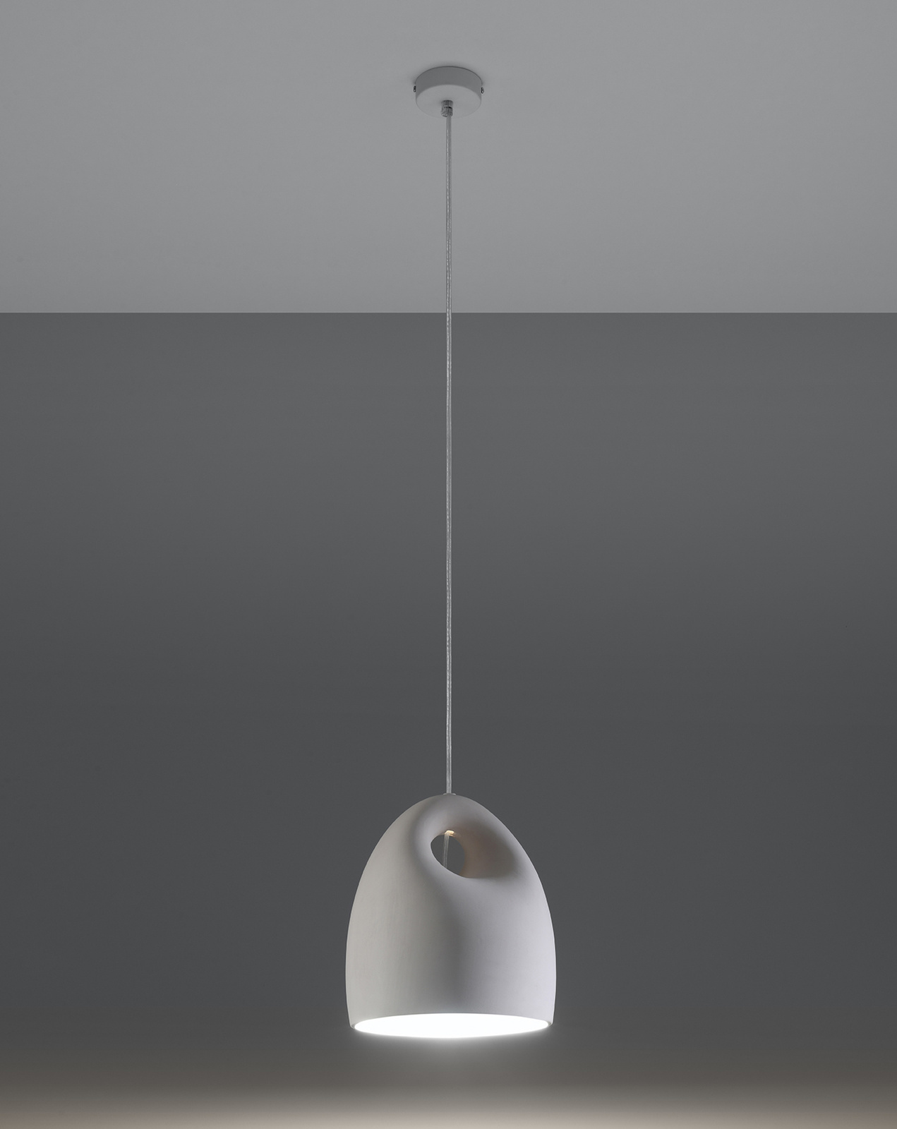 Ceramic pendant lamp BUKANO white + 1x LED Bulb E27 4000K Cool White 7.5W 650lm