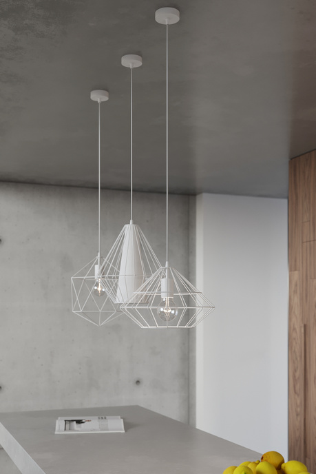 Hanging lamp DEMI white + 1x LED Bulb E27 3000K Warm 7.5W 620lm