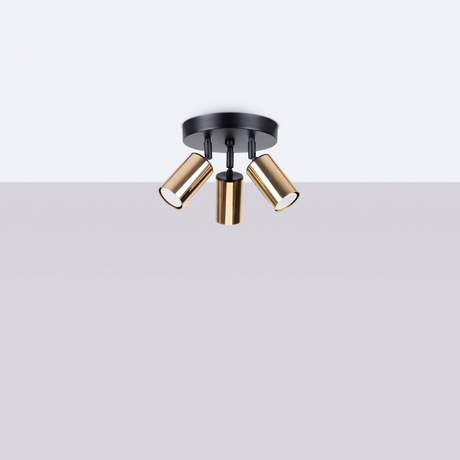 Ceiling lamp WINX 3P black/gold + 3x LED Bulb GU-10 3000K Warm 7W 510lm