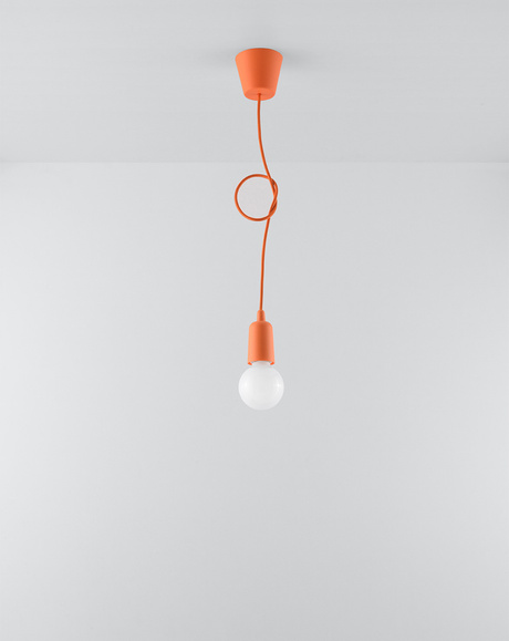 Pendant lamp DIEGO 1 in orange color + 1x LED Bulb E27 4000K Cool White 7.5W 650lm
