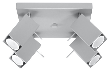 Ceiling lamp MERIDA 4 grey + 4x LED Bulb GU-10 3000K Warm 7W 620lm