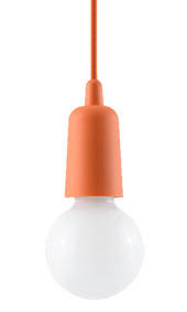 Pendant lamp DIEGO 1 in orange color + 1x LED Bulb E27 4000K Cool White 7.5W 650lm