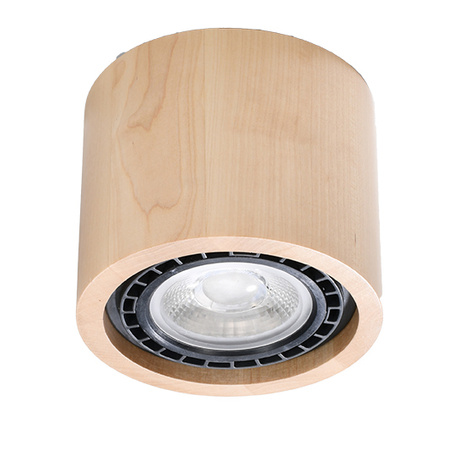 Ceiling lamp BASIC 1 natural wood + 1x LED bulb GU10 AR111 3000K WARM 12W 800lm