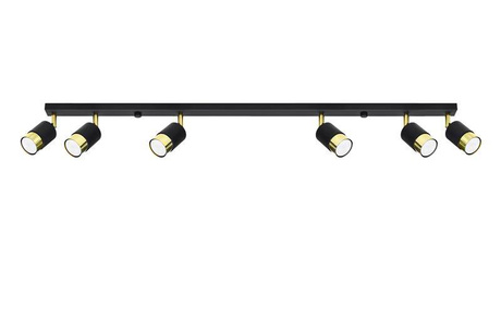 Ceiling lamp NERO 6 black/gold + 6x LED Bulb GU-10 4000K Cold 7W 630lm