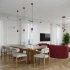Pendant lamp HALO 3P burgundy
