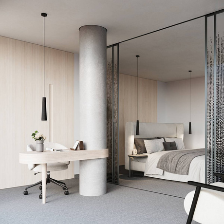 Pendant lamp ELECTRA black concrete + 1x LED Bulb GU-10 3000K Warm 7W 510lm