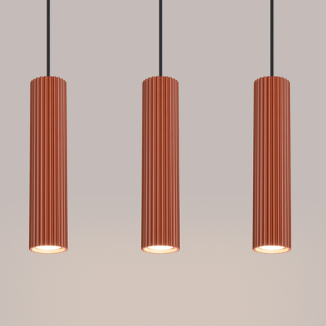 Pendant lamp KARBON 3L red ochre