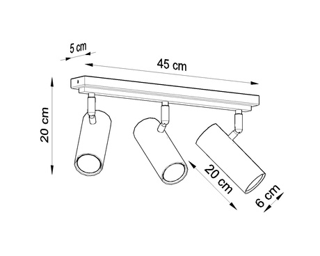 Ceiling lamp DIREZIONE 3 white + 3x LED Bulb GU-10 3000K Warm 7W 620lm